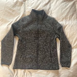 Swiss Tech  Fleece Jacket Black Gray Size Large 12-14 Full Zip Zipper.